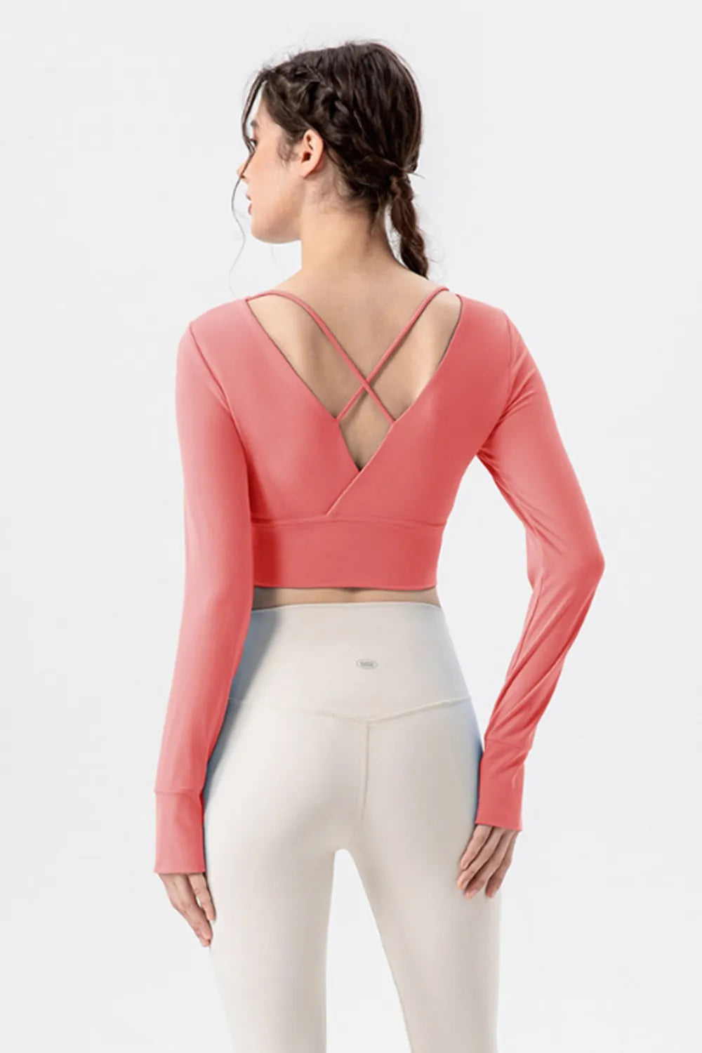 Square Neck Crisscross Active T-Shirt - cas7m