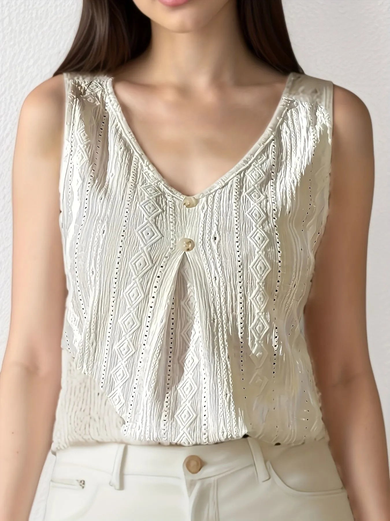Lace V-Neck Tank - cas7m
