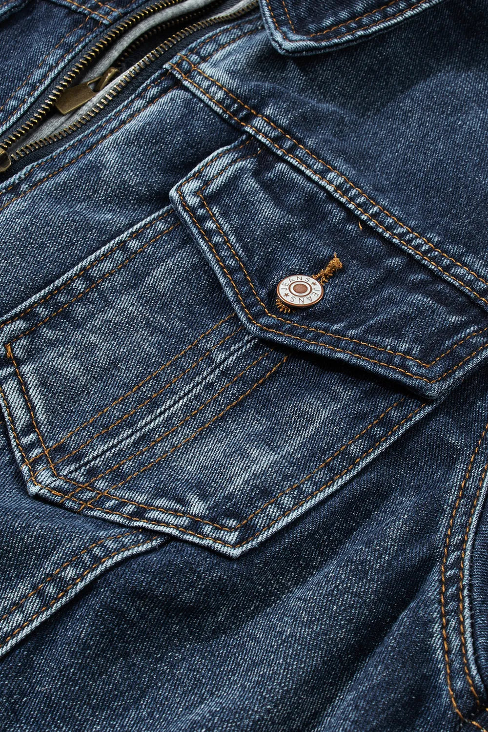 Fake Two-Piece Hooded Zip-Up Denim Jacket - cas7m