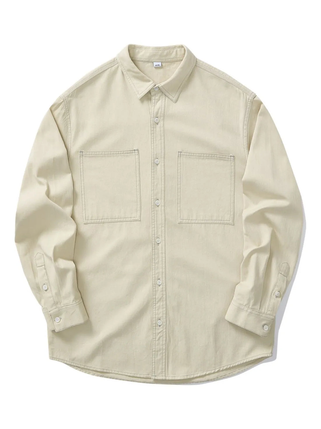 Men's Plus Size Button Up Long Sleeve Shirt - cas7m