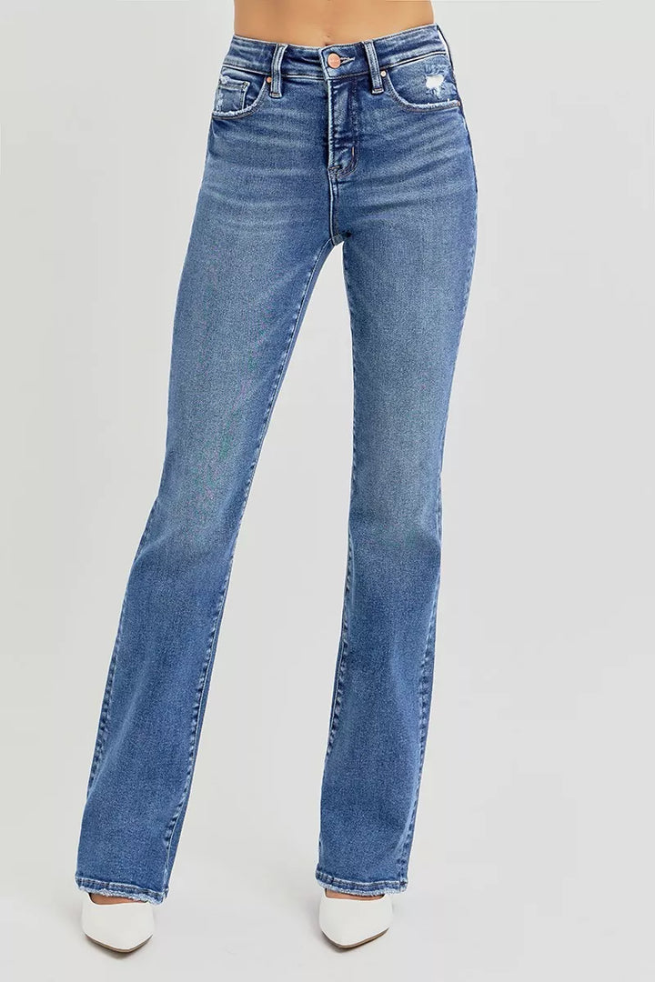 RISEN Full Size Tummy Control High Rise Straight Jeans Plus Size - cas7m
