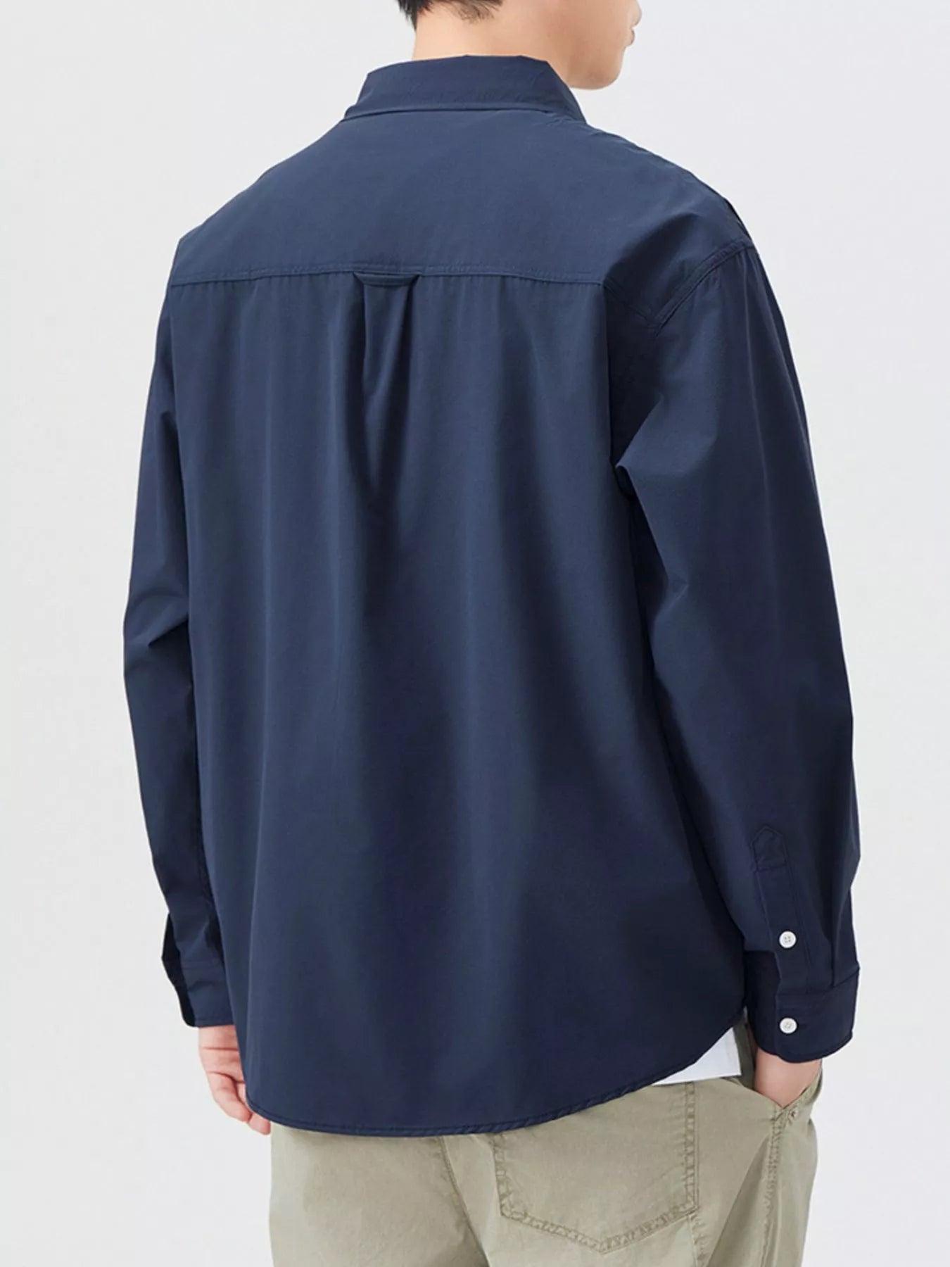Men's Plus Size Button Up Long Sleeve Shirt - cas7m