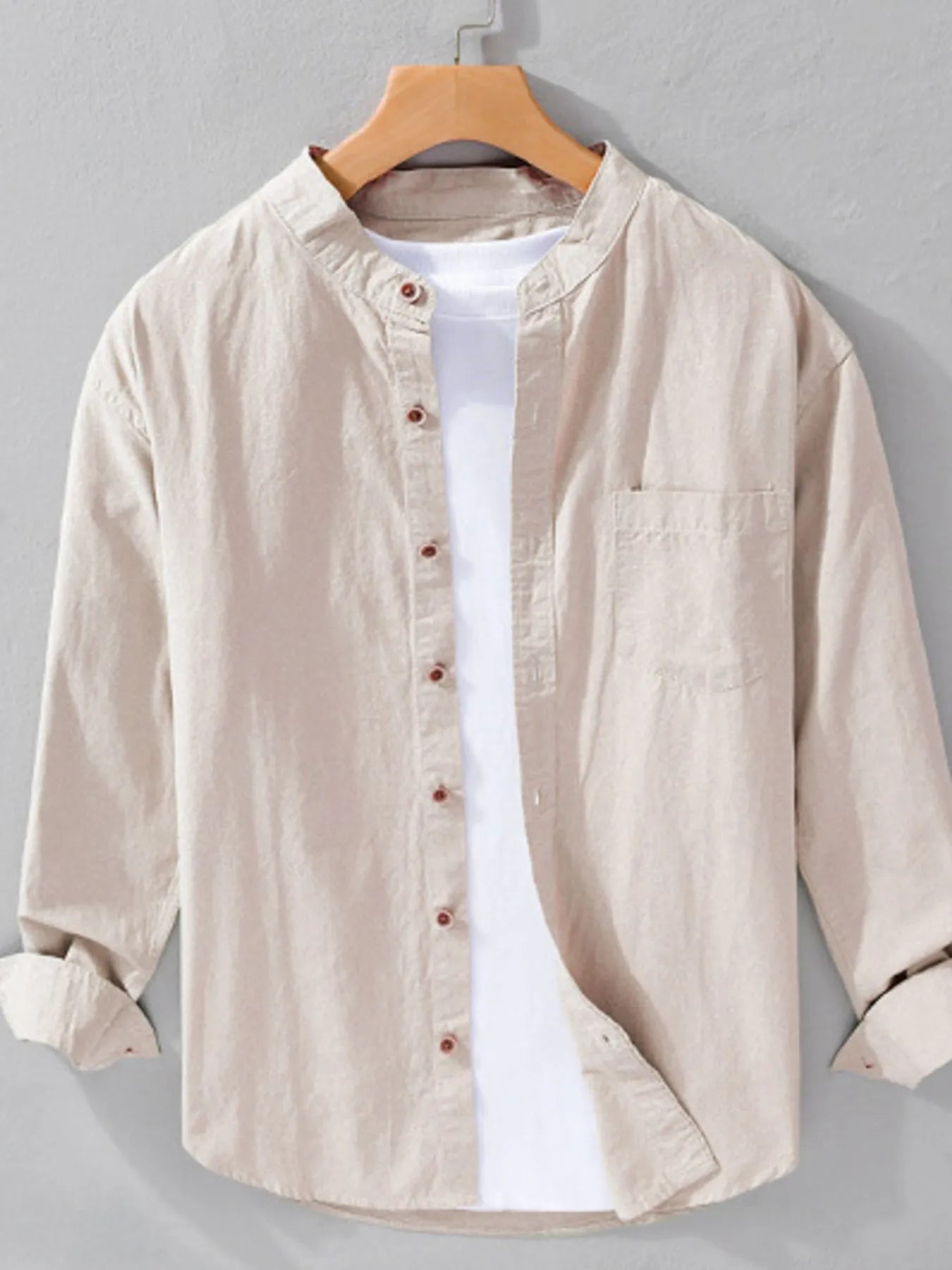 Men's Plus Size Button Up Long Sleeve Shirt - cas7m