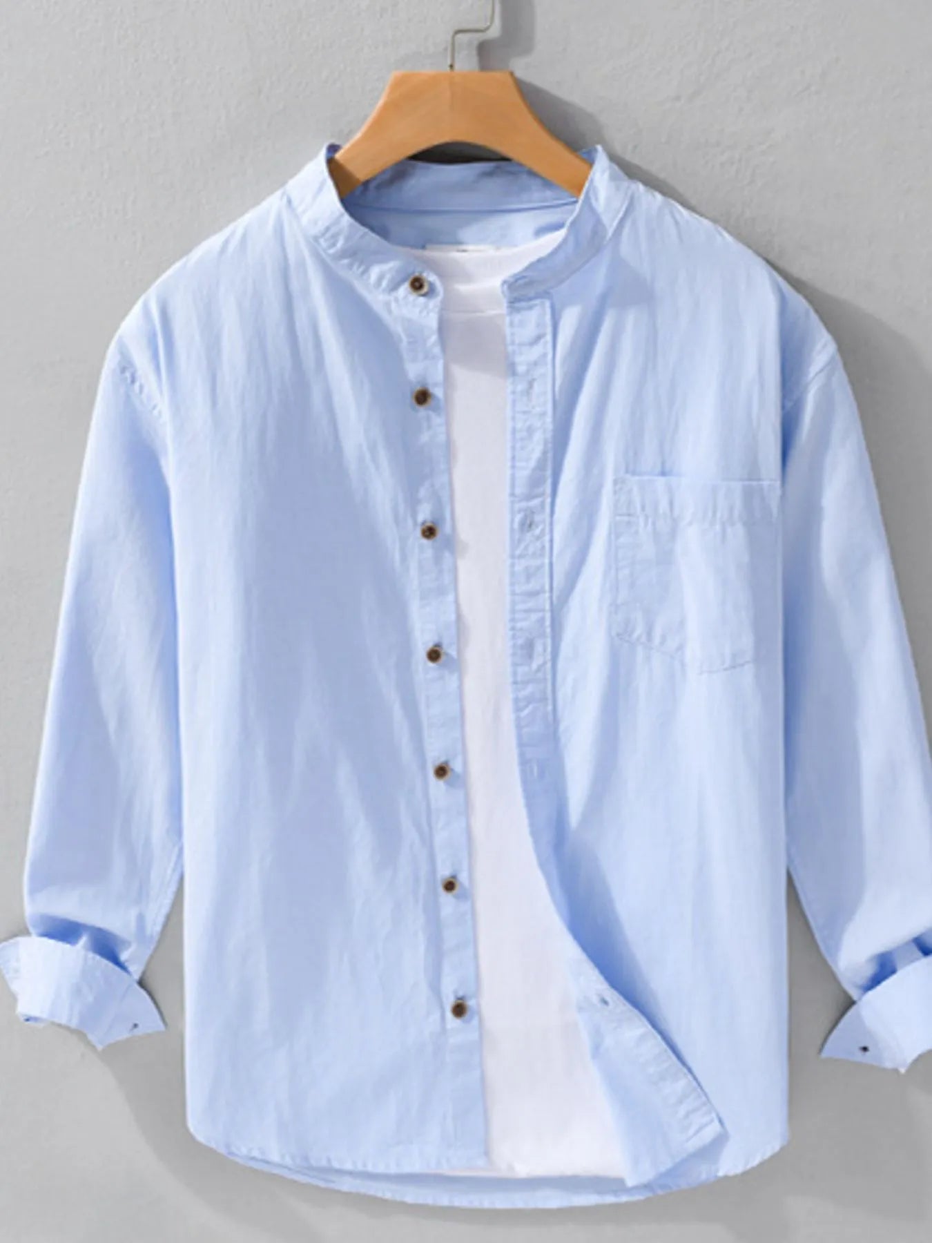 Men's Plus Size Button Up Long Sleeve Shirt - cas7m