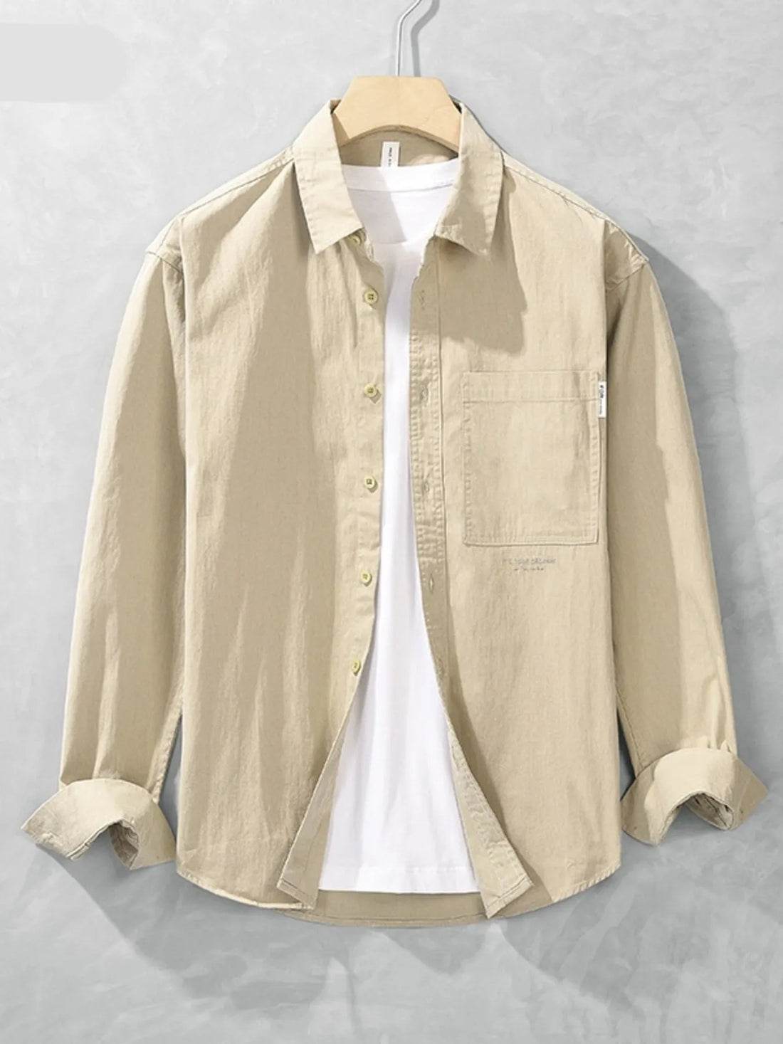 Men's Plus Size Button Up Long Sleeve Shirt - cas7m