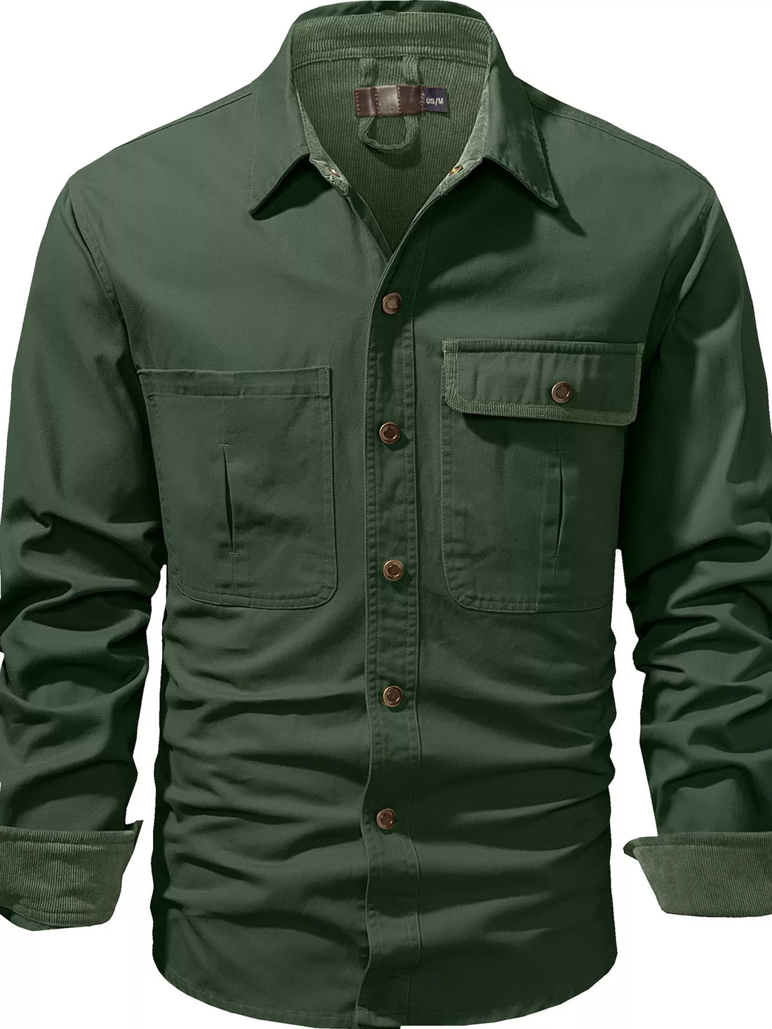 Men's Casual Long Sleeve Button-Down Shirt with Pockets - cas7m