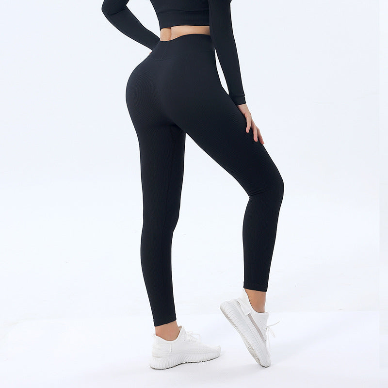 Seamless Yoga Set with Long Sleeve Top and Pants - cas7m