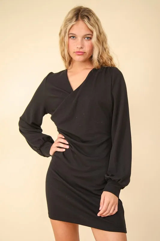 VERY J Ruched Detail Bodycon Mini Dress - cas7m