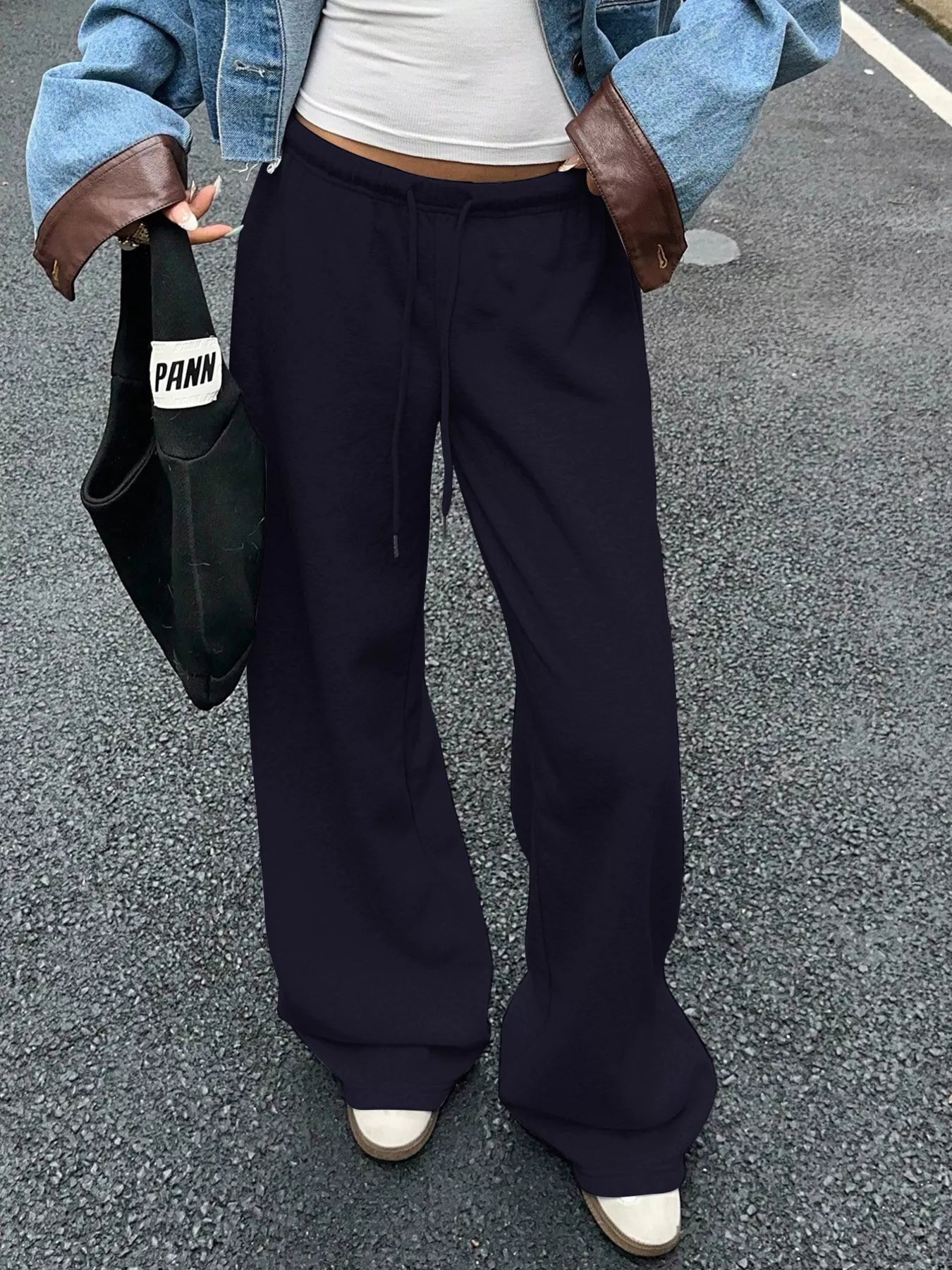 Wide Leg Drawstring Sweatpants - cas7m