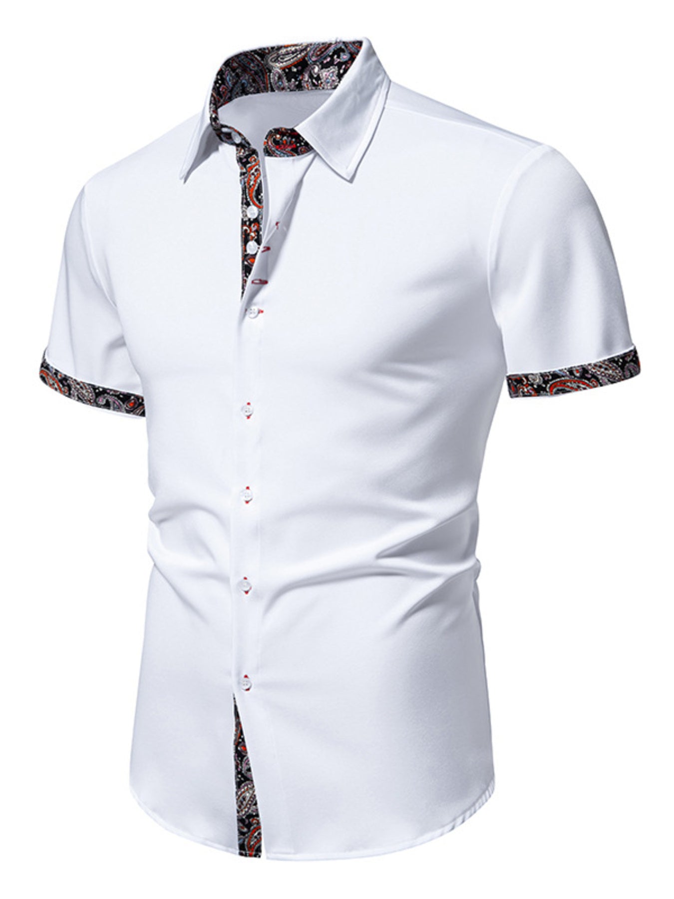 Men's Paisley Trim Short Sleeve Shirt - cas7m