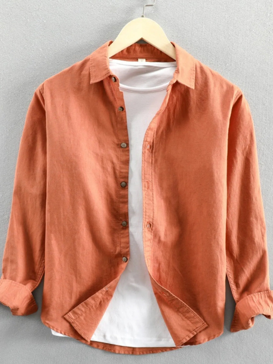 Men's Plus Size Button Up Long Sleeve Shirt - cas7m