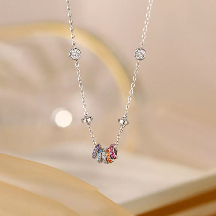 925 Sterling Silver Zircon Pendant Necklace - cas7m