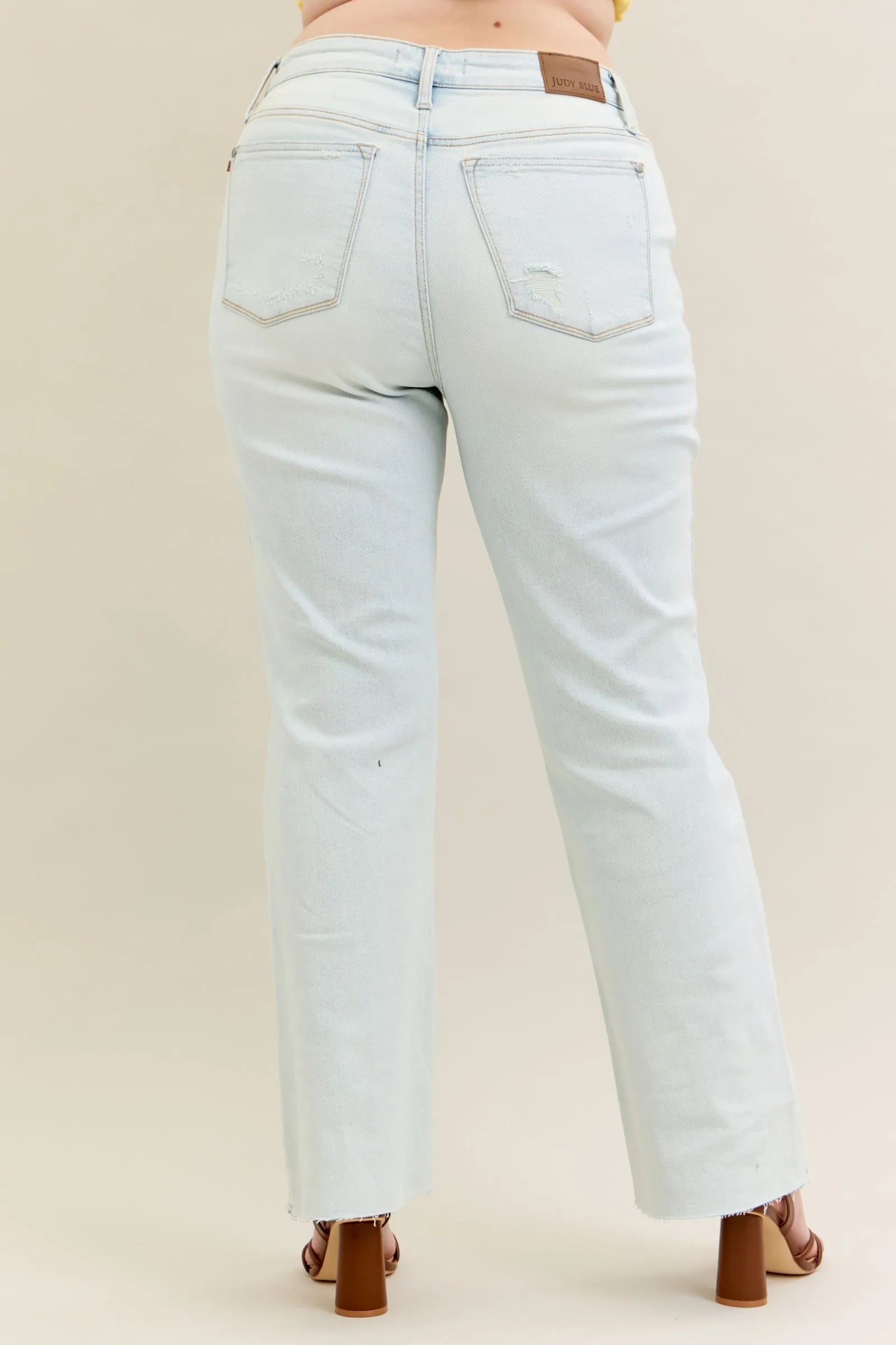 Judy Blue Full Size Destroy & Fray Hem Bootcut Jeans Plus Size - cas7m