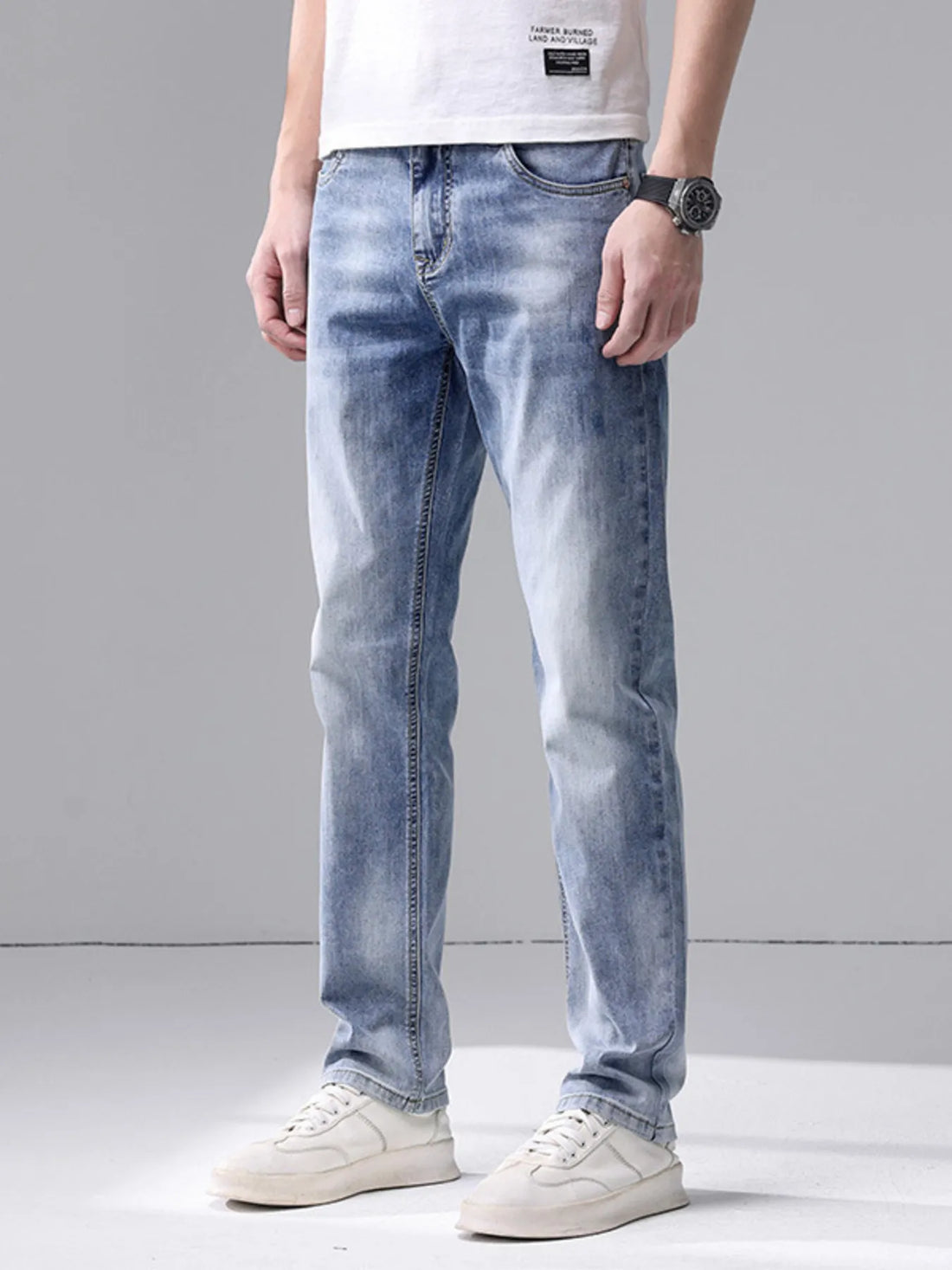 Men's Washed Slim Fit Jeans - cas7m