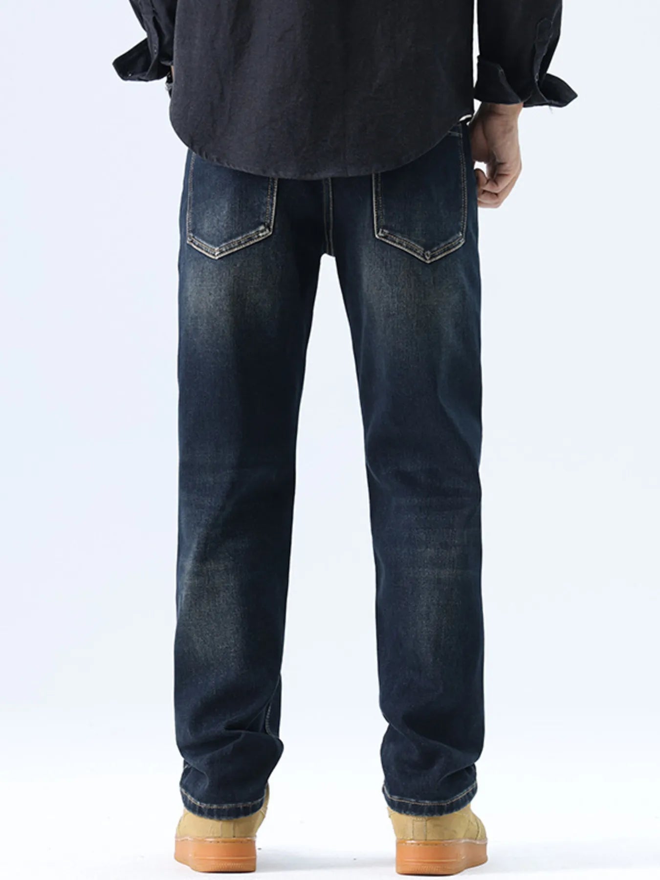 Men's Straight Leg Washed Jeans - cas7m