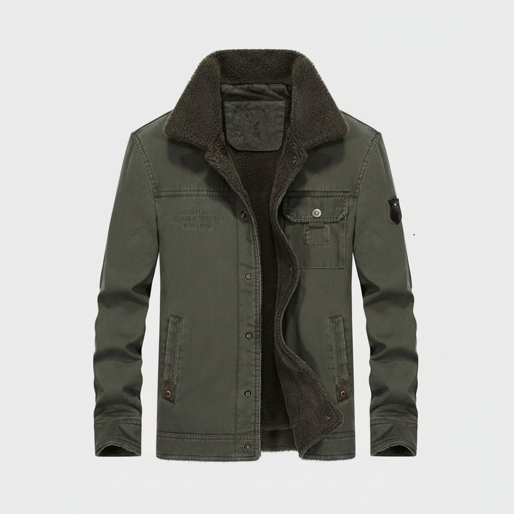 Men's Plus Size Solid Color Sherpa Lined Jacket - cas7m