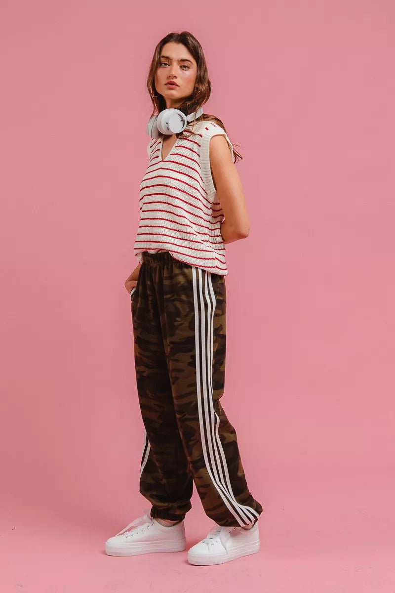 BiBi Side Lines Camouflage Track Pants - cas7m