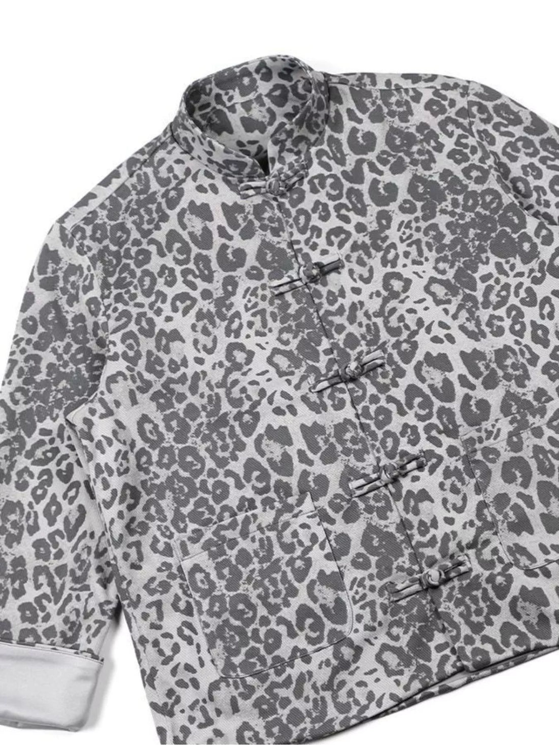 Men's Leopard Button Up Long Sleeve Shirt - cas7m