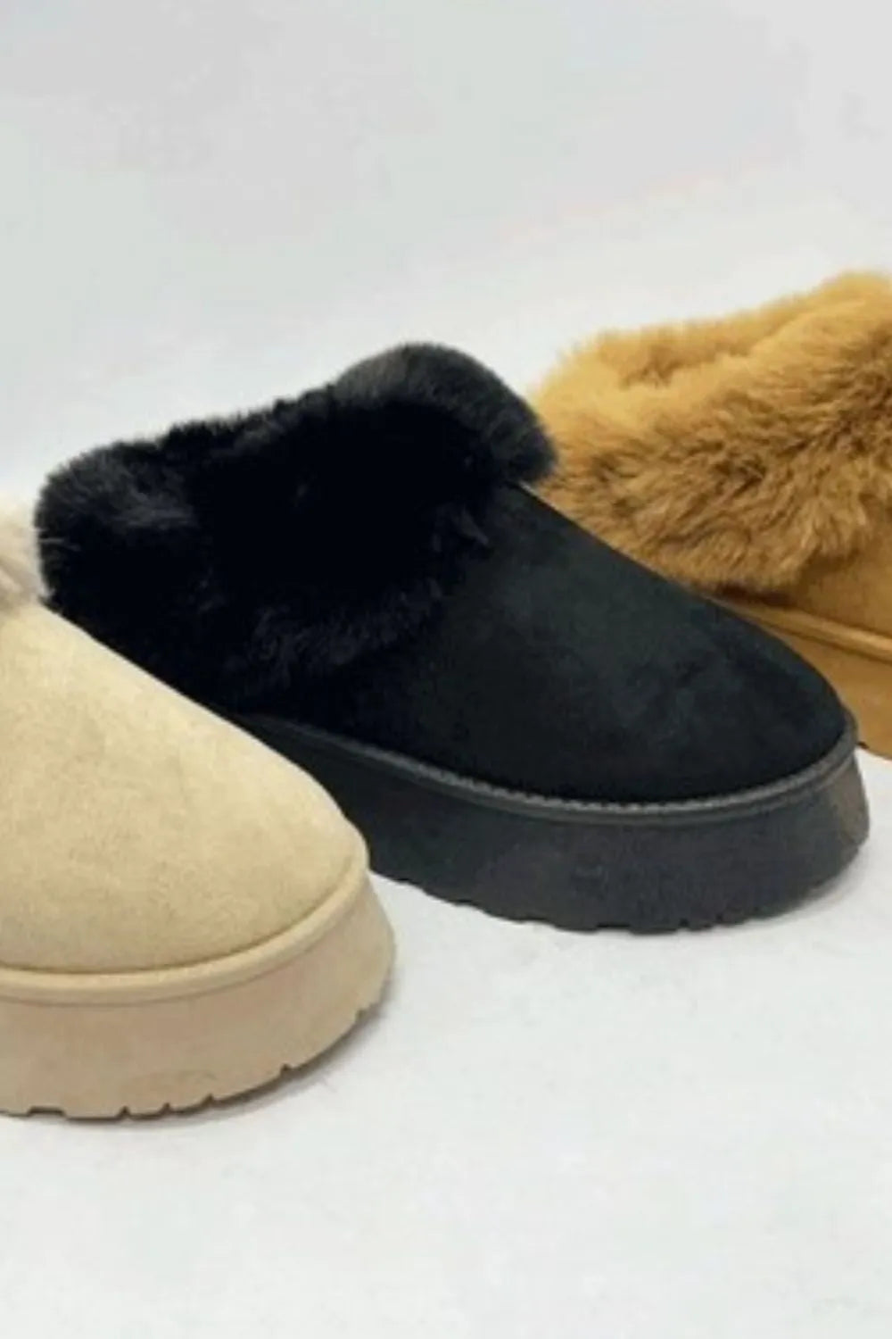 WILD DIVA Faux-Fur Platform Slip On Booties - cas7m