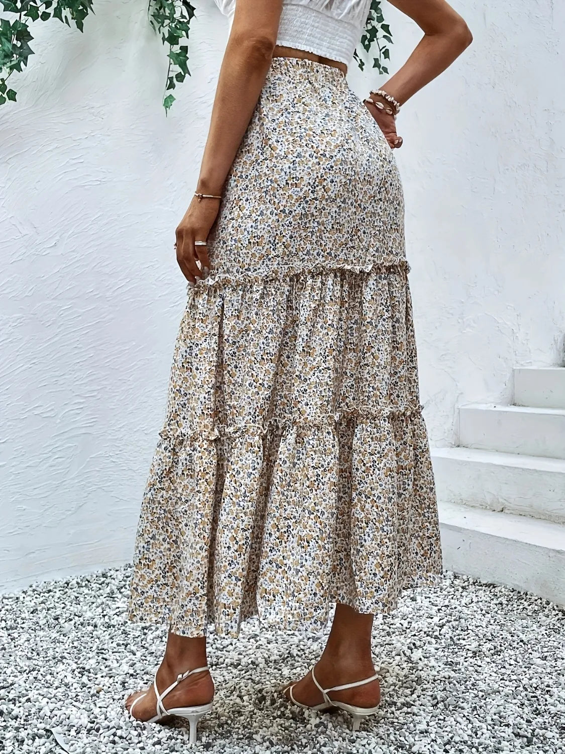 Frill Tiered Printed Skirt - cas7m