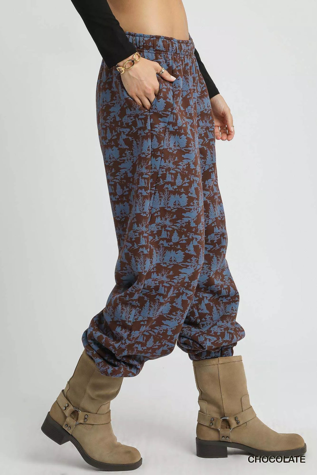 Umgee Scenic Print Casual Sweatpants - cas7m