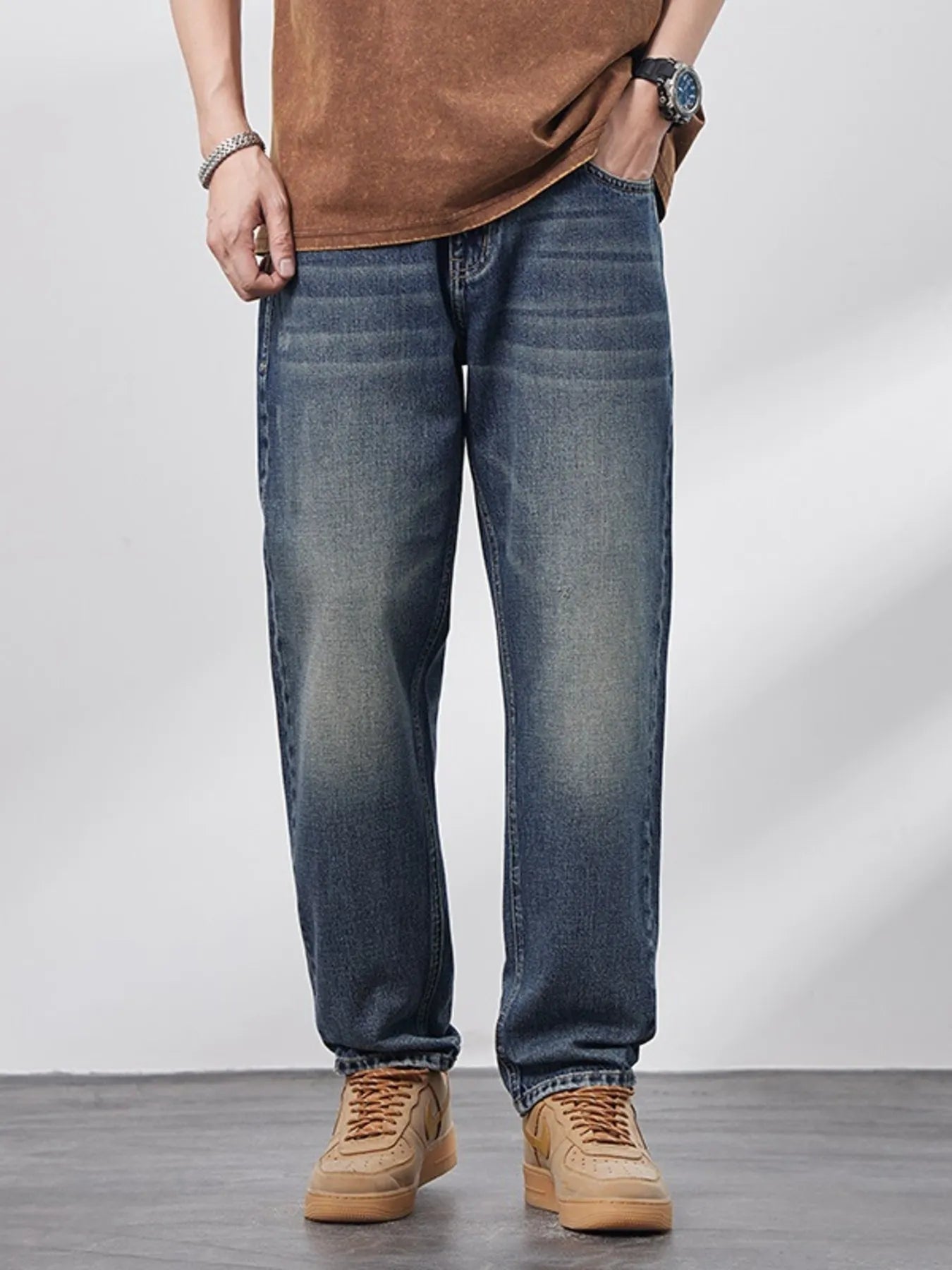 Men's Relaxed Fit Wash Jeans - cas7m