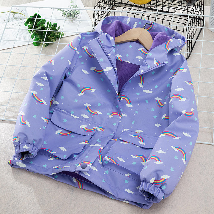 Kids' Coat Windproof Waterproof Jacket Fleece-lined Camouflage Clothing - cas7m