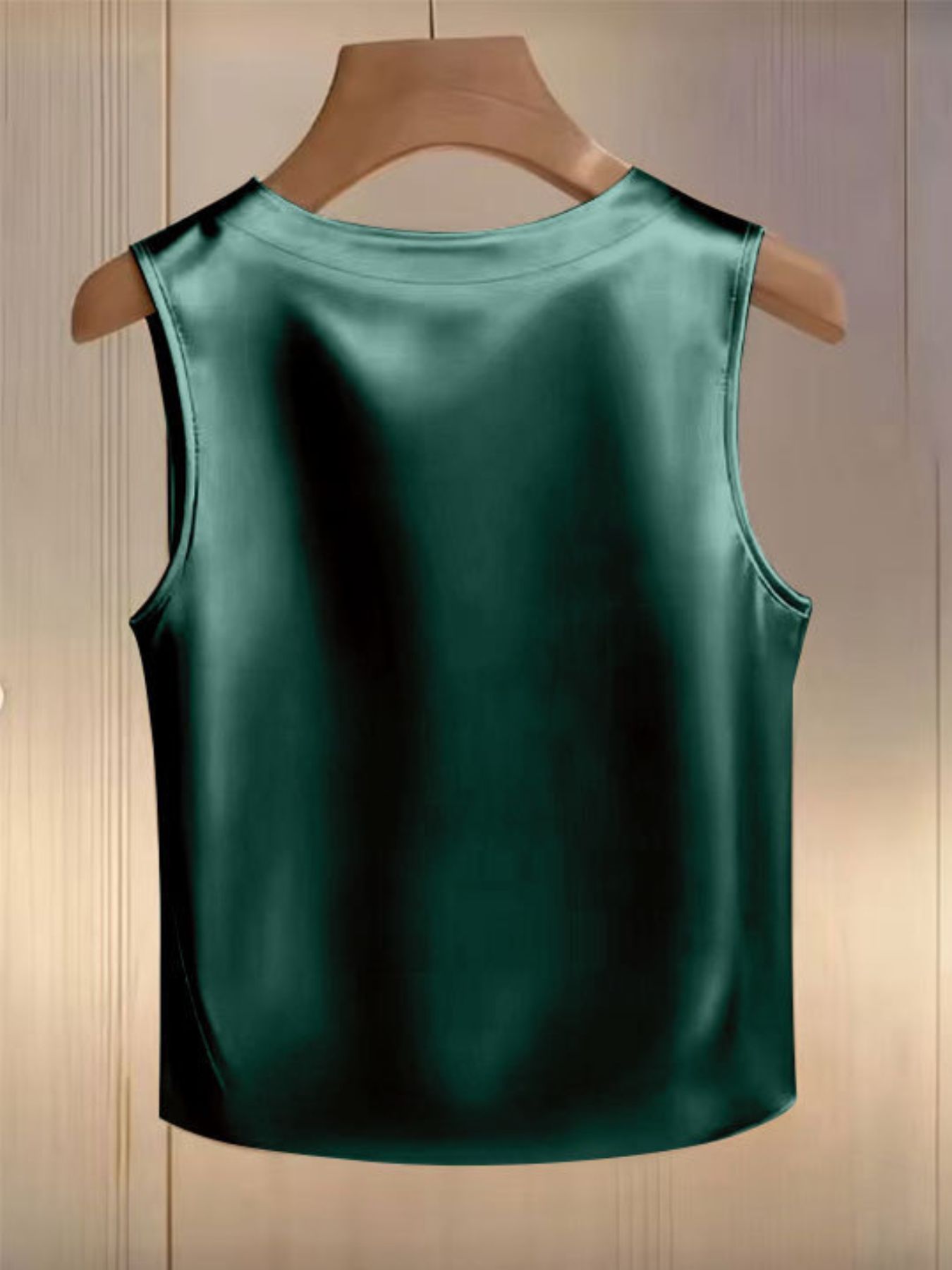 Pearl Embellished Satin Tank Top - cas7m