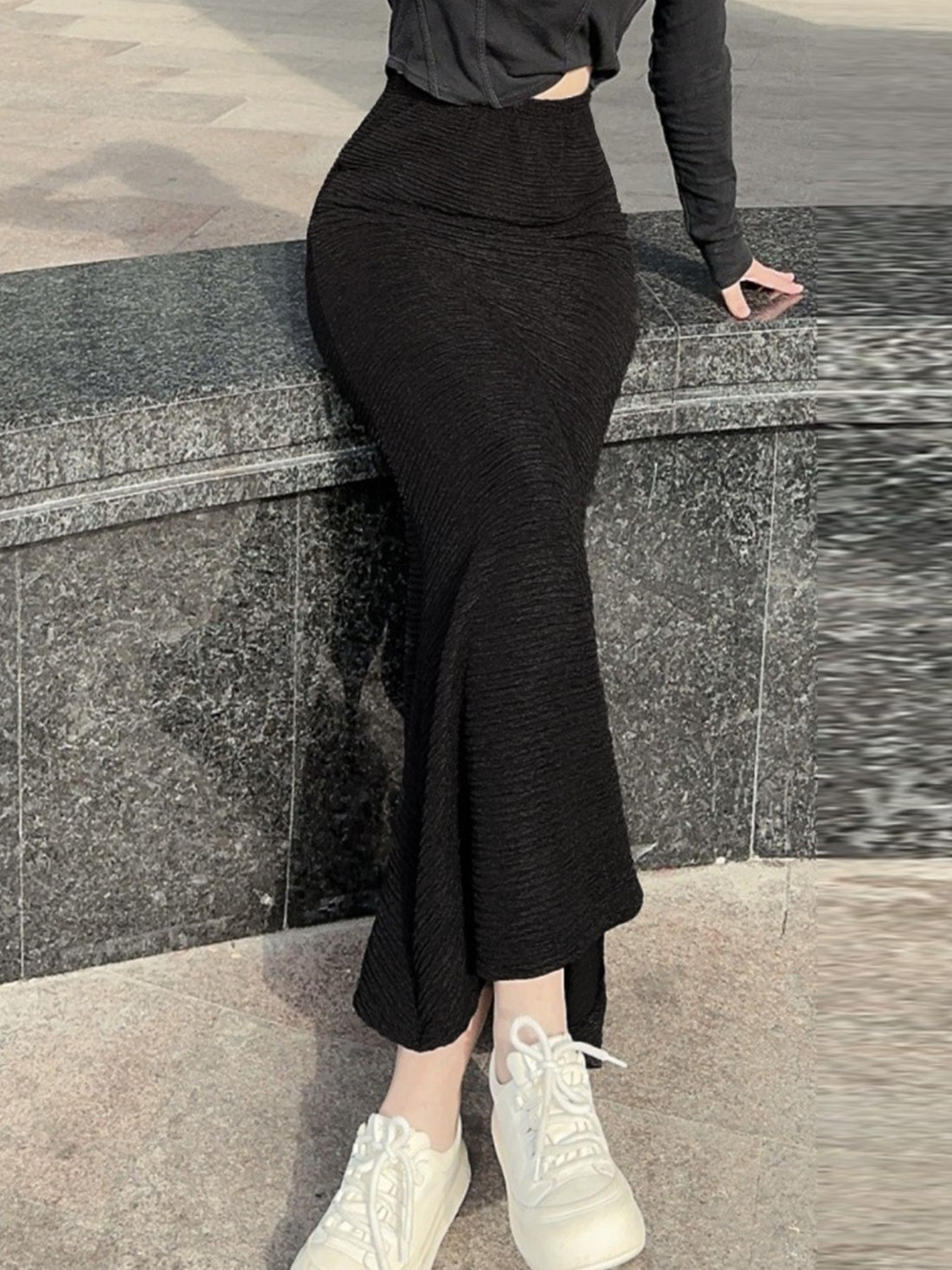Textured Knit Mermaid Skirt - cas7m