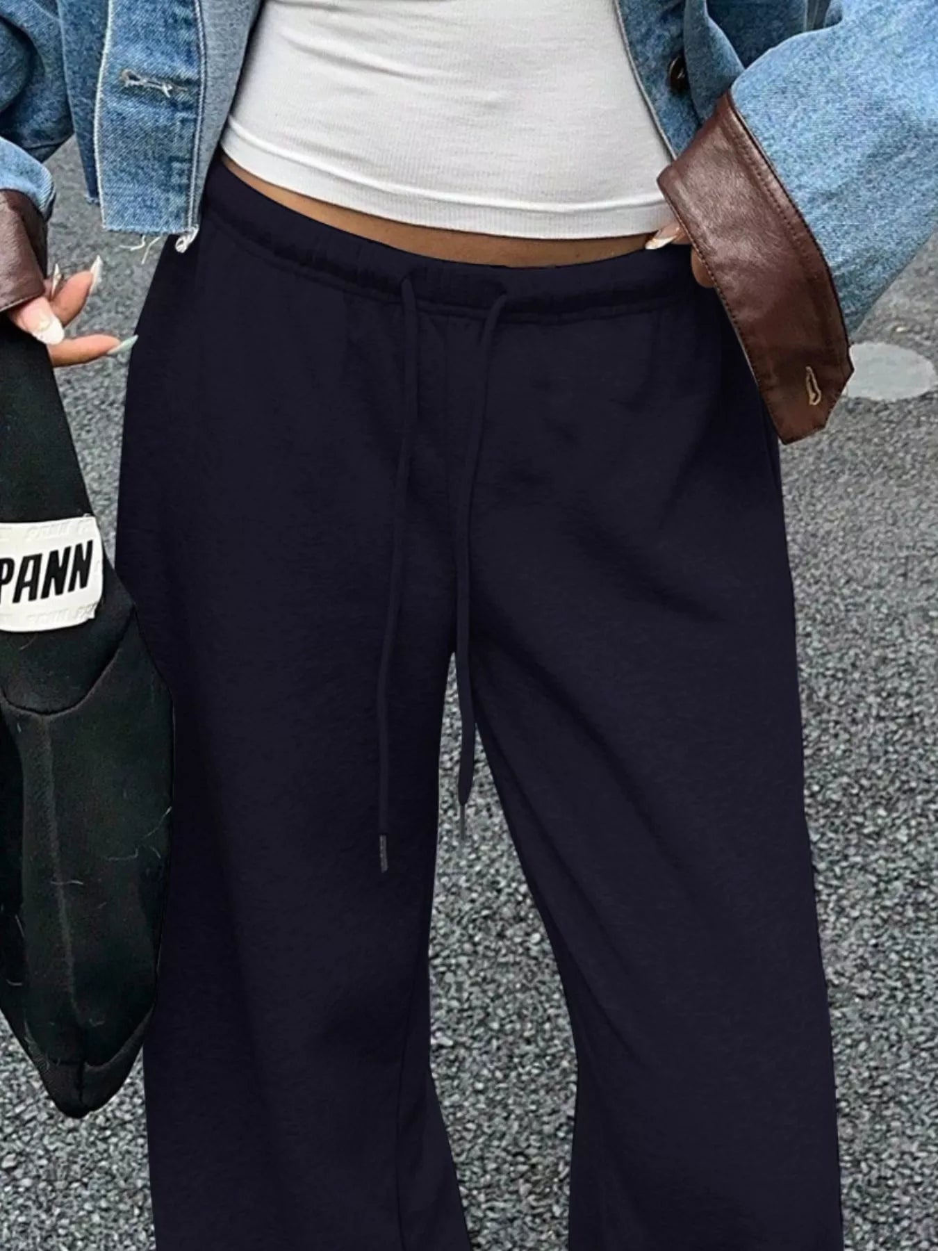 Wide Leg Drawstring Sweatpants - cas7m