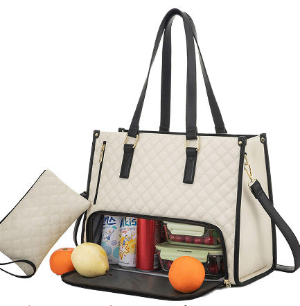 Versatile Quilted 2-in-1 Women's Laptop & Lunch Bag Set - cas7m