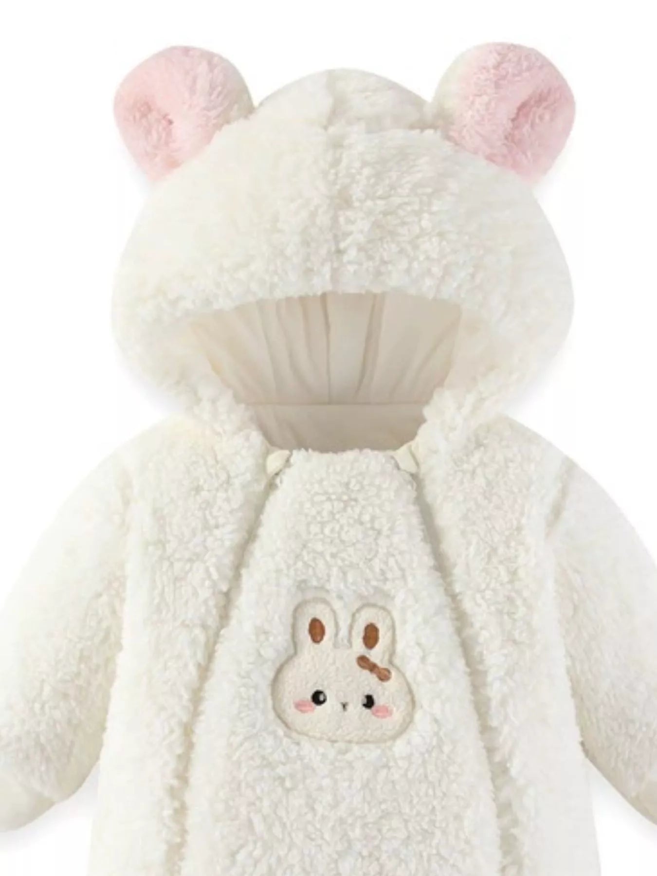 Cute Bunny Hooded Fleece One-Piece - cas7m