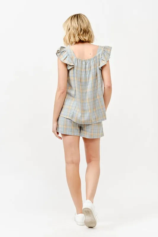 And The Why Plaid Print Smocked Detail Casual Shorts - cas7m