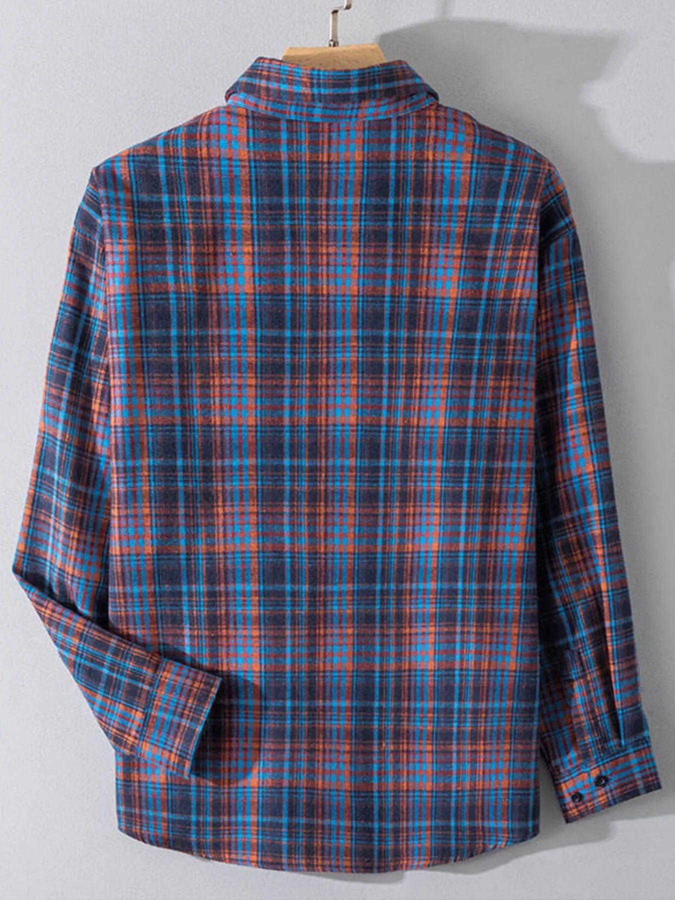 Men's Plus Size Button Up Long Sleeve Shirt - cas7m