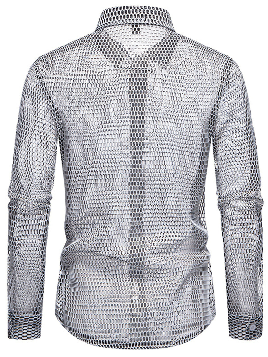 Men's See-Through Mesh Long Sleeve Shirt - cas7m