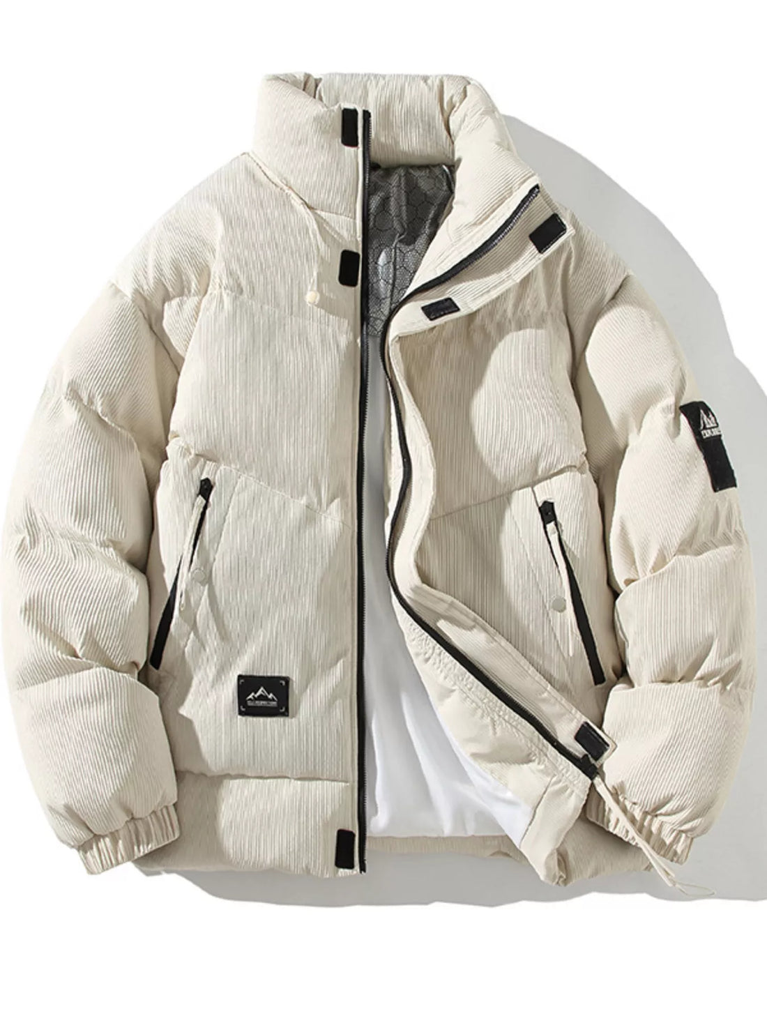 Men's Plus Size Zip Up Long Sleeve Puffer Jacket - cas7m