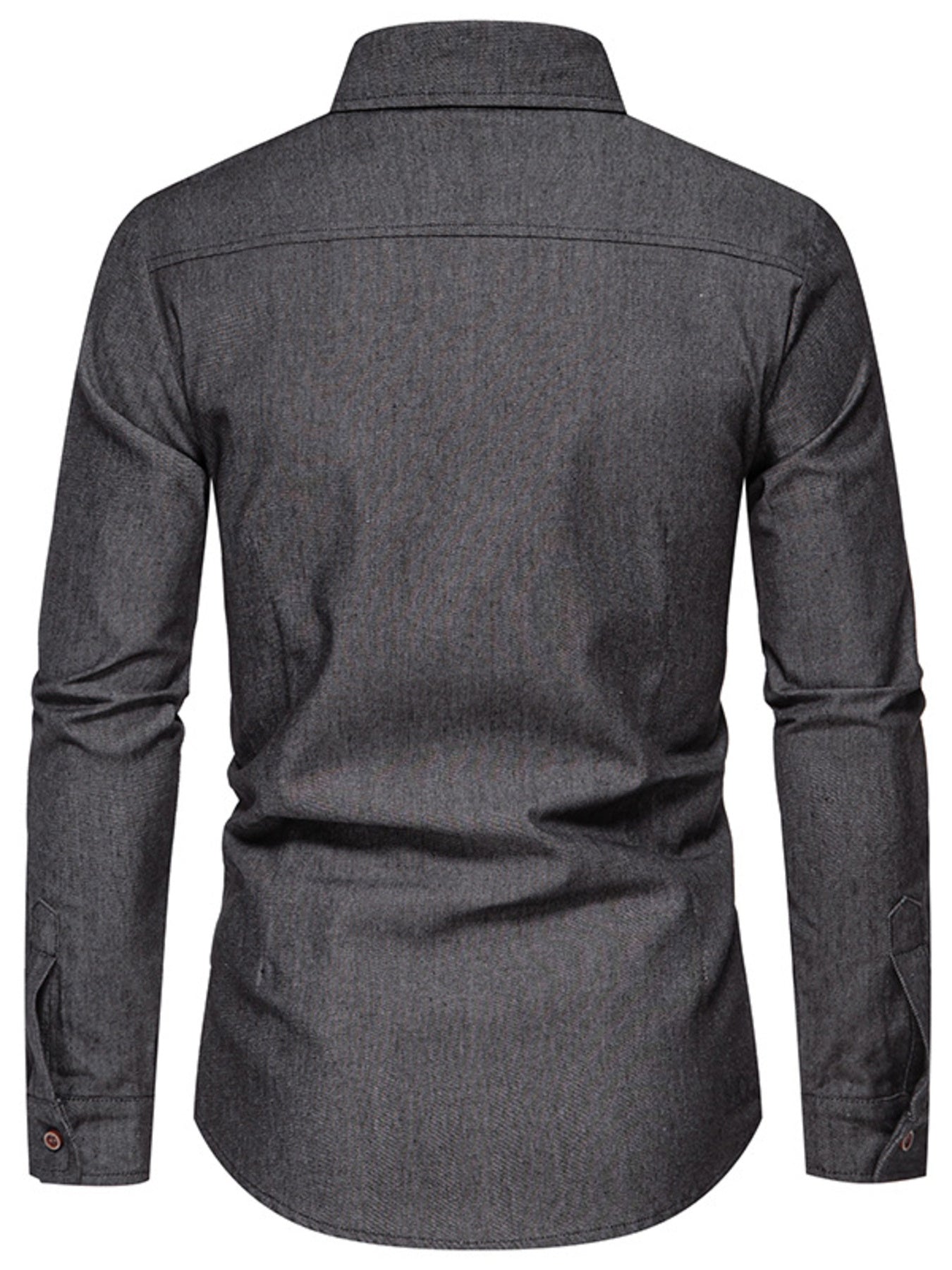 Men's Casual Long Sleeve Denim Shirt with Pockets - cas7m