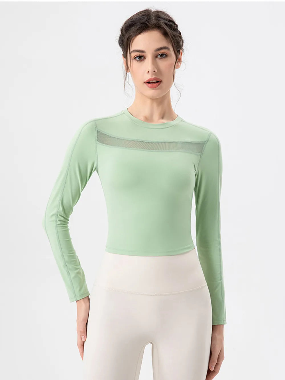 Round Neck Long Sleeve Active T-Shirt - cas7m