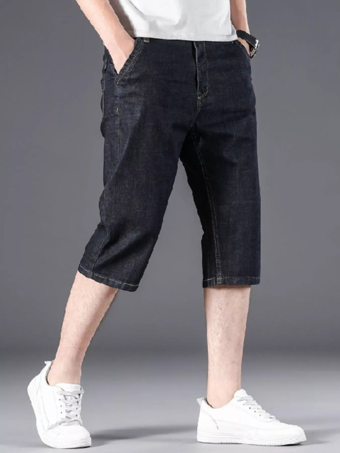 Men's Wash Denim Shorts with Relaxed Fit - cas7m