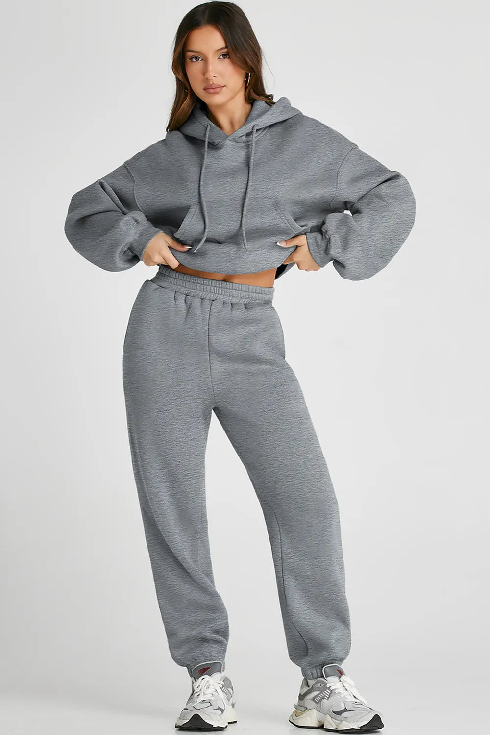 Dropped Shoulder Hooded Top and Pants Active Set - cas7m