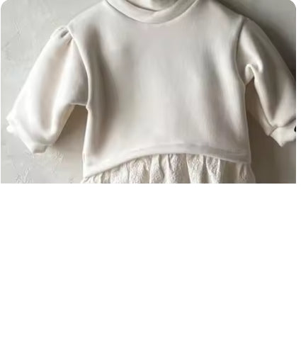 Girls' Velvet Padded Bottoming Shirt Leggings Two-piece Set - cas7m