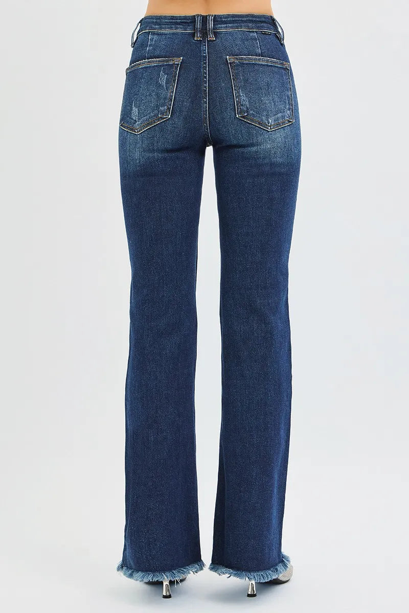 RISEN Full Size Tummy Control Mid Rise Flare Jeans Plus Size - cas7m