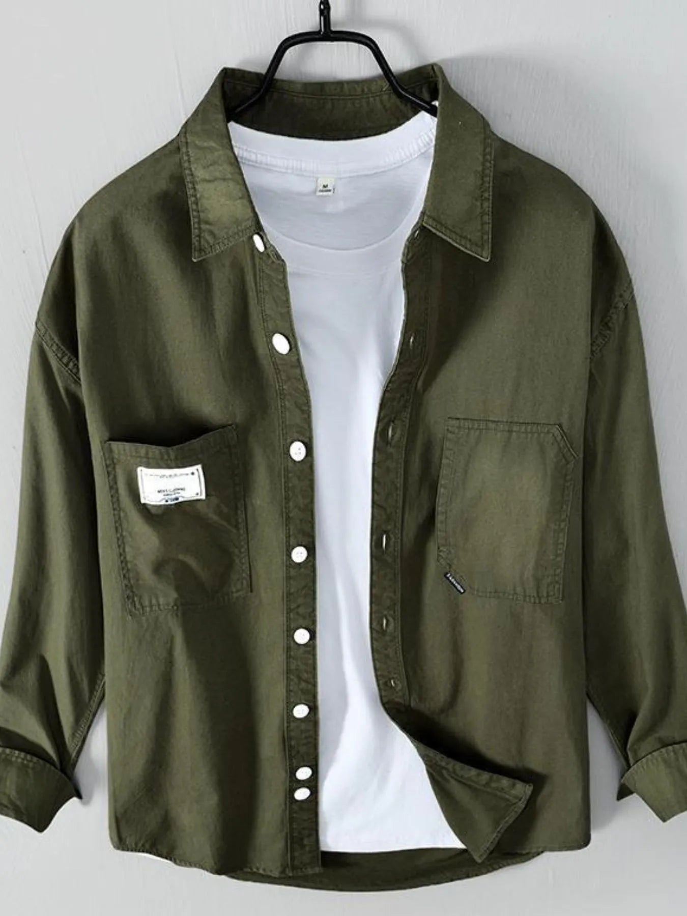 Men's Plus Size Button Up Long Sleeve Shirt - cas7m