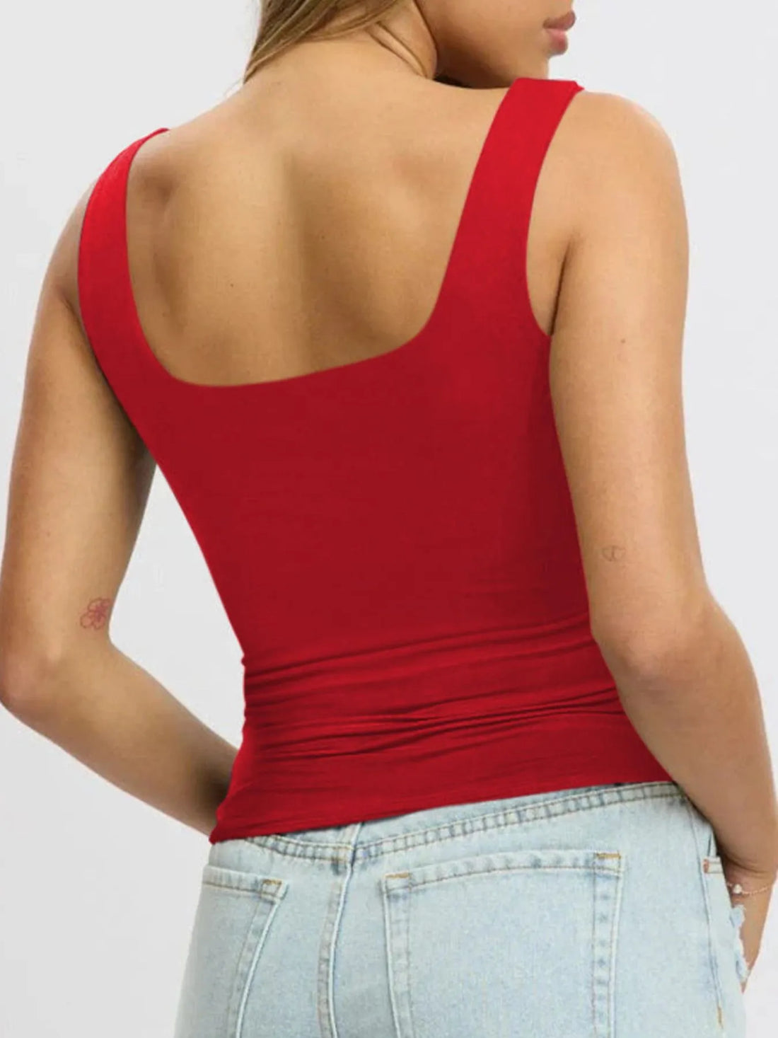 Square Neck Wide Strap Tank - cas7m