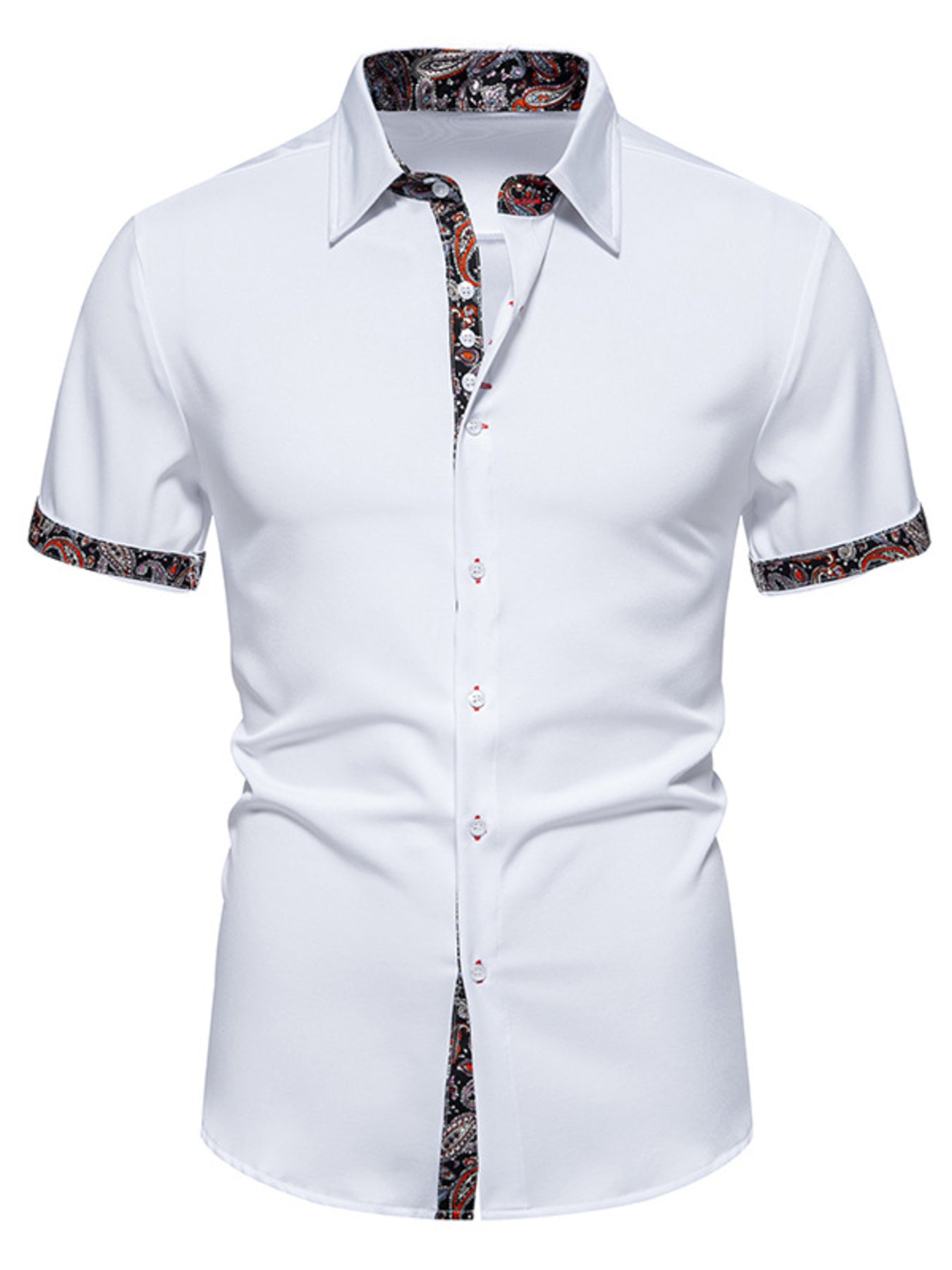 Men's Paisley Trim Short Sleeve Shirt - cas7m