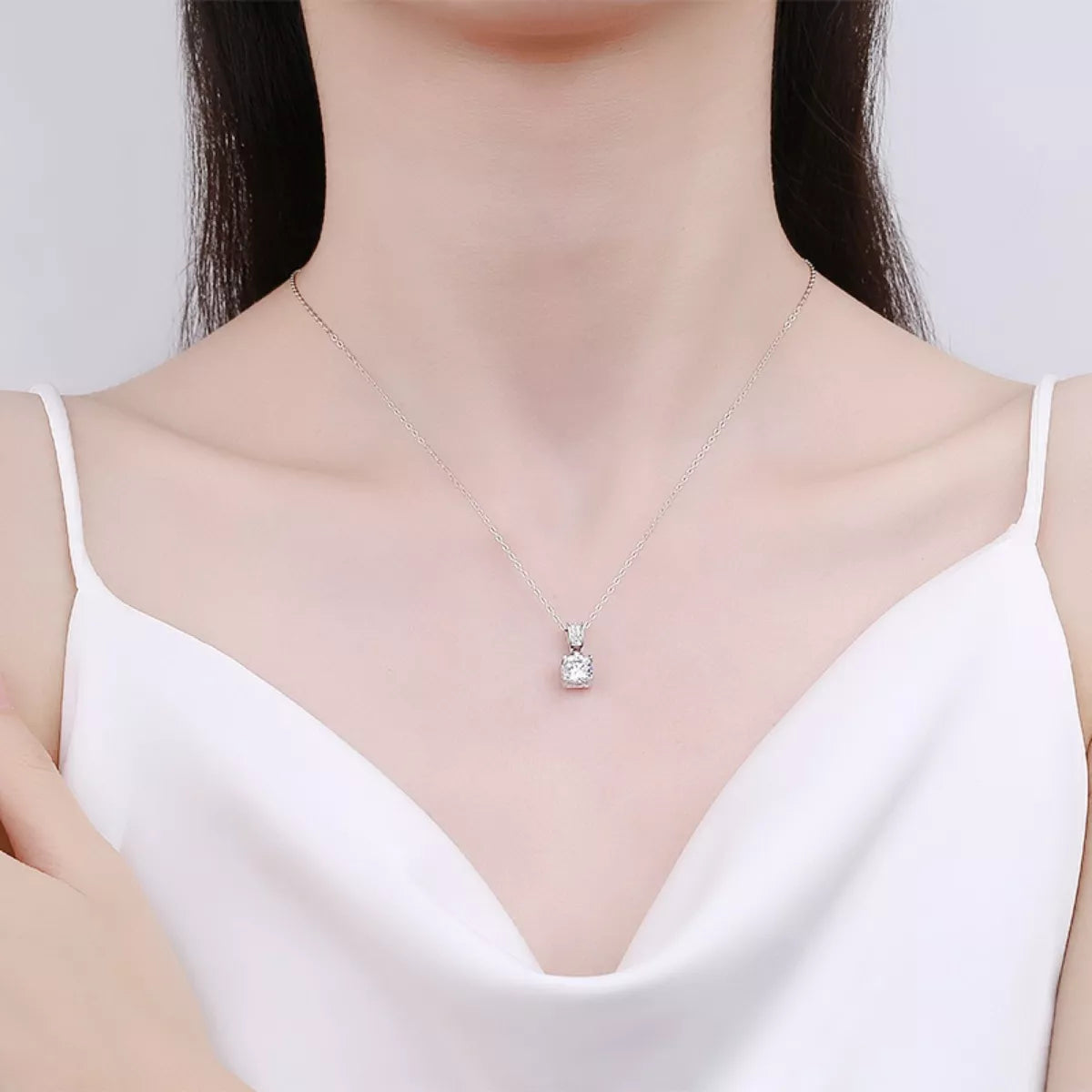 1 Carat Moissanite 925 Sterling Silver Necklace - cas7m