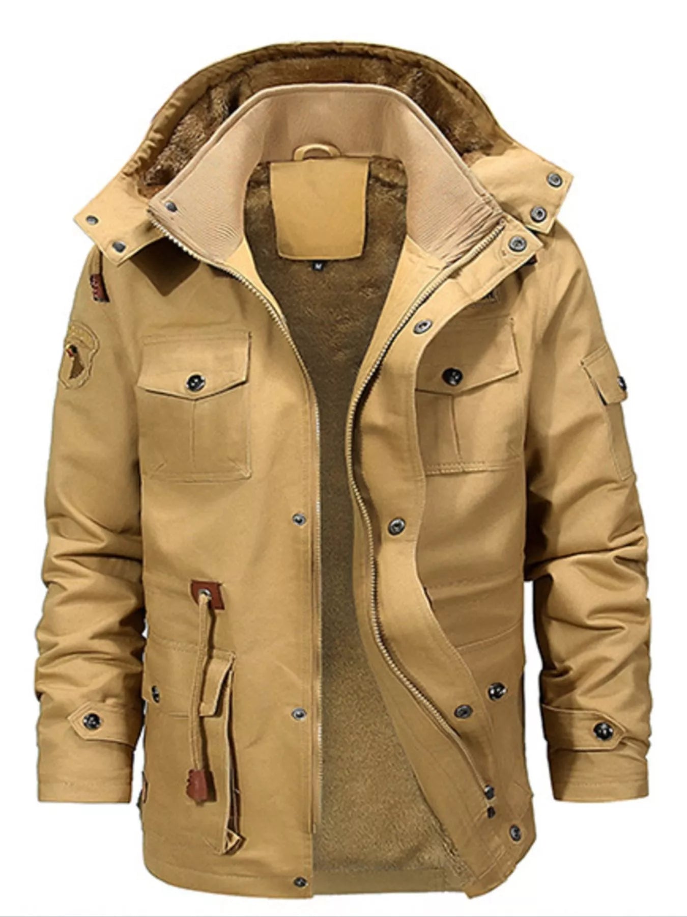 Men's Full Size Zip Up Fleece Lined Jacket Plus Size - cas7m