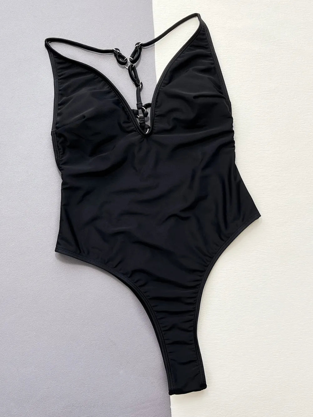 Cutout Plunge Spaghetti Strap One-Piece Swimwear - cas7m