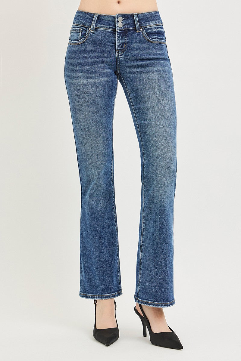RISEN Tummy Control Low Rise Bootcut Jeans - cas7m