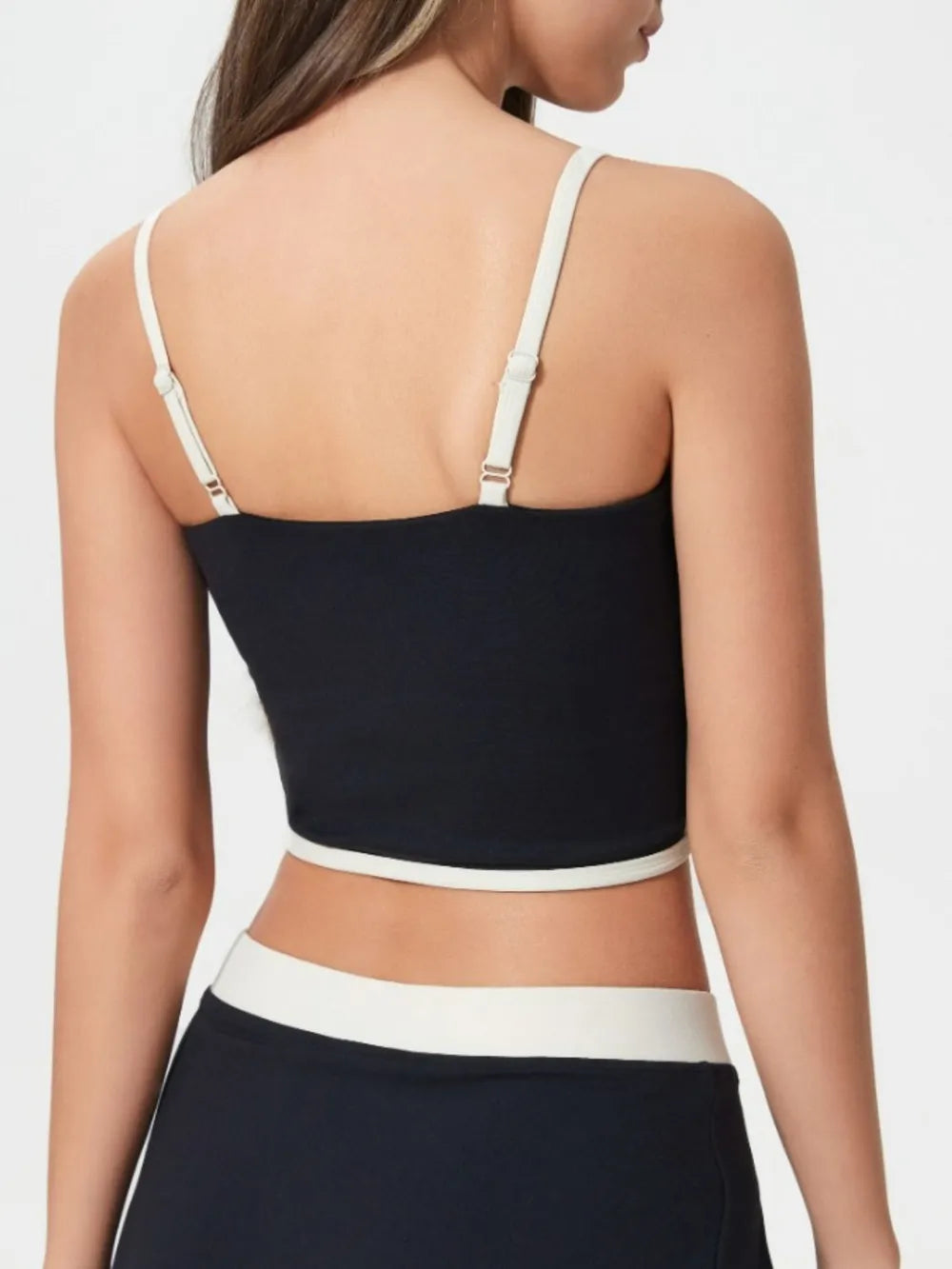 Millennia Contrast Trim Square Neck Active Cami with Detachable Chest Pads - cas7m